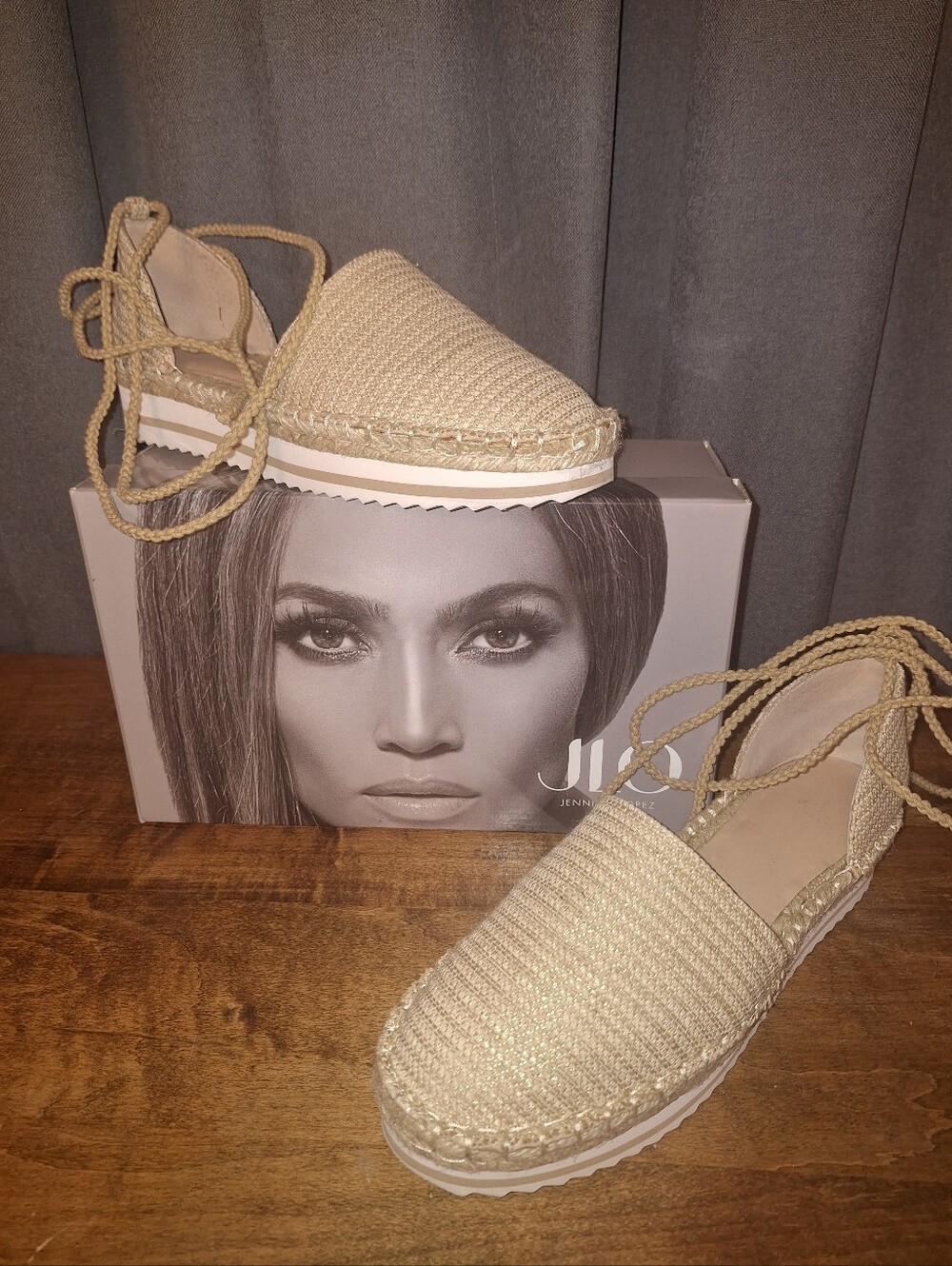 ​JLO Jennifer Lopez Lainey Lace Up Ankle Tie Espadrille Sandals NWT